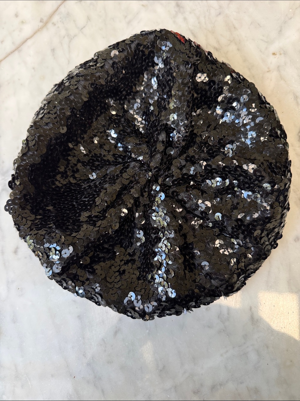 Vintage Black Beret Sequins